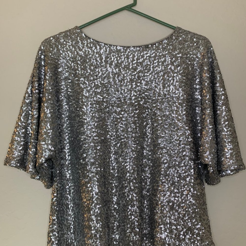 Silver Sequin Swing Top, Size XS